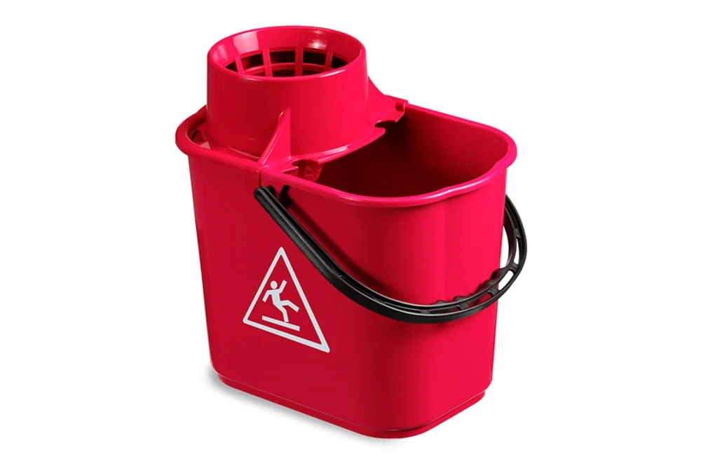 Cubo rectangular 12 litros rojo con escurridor